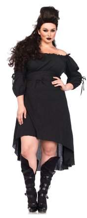 Women's Plus-Size Plus High Low Peasant Dress Costume, Black, 3X/4X