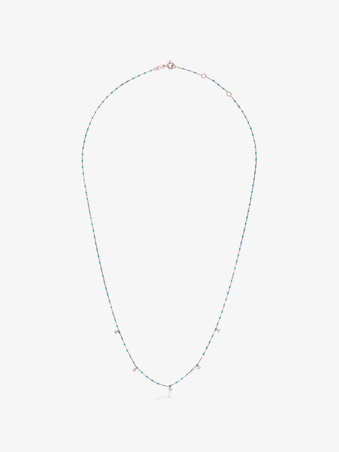 Gigi Clozeau Blue 5 Diamond 18k Rose Gold Necklace