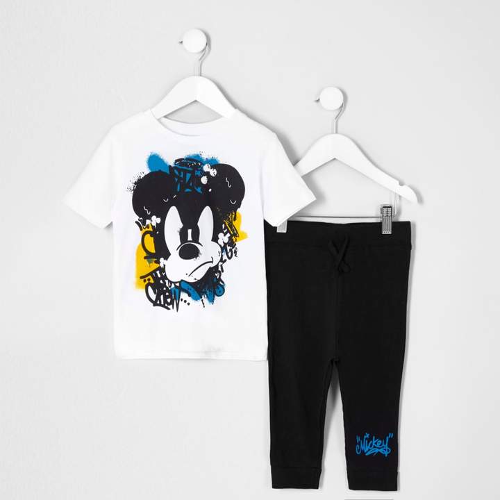 Mini boys White Mickey Mouse print pyjama set