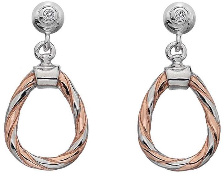Sterling Silver And Rose Gold Plated Accents Breeze Teardrop Earrings