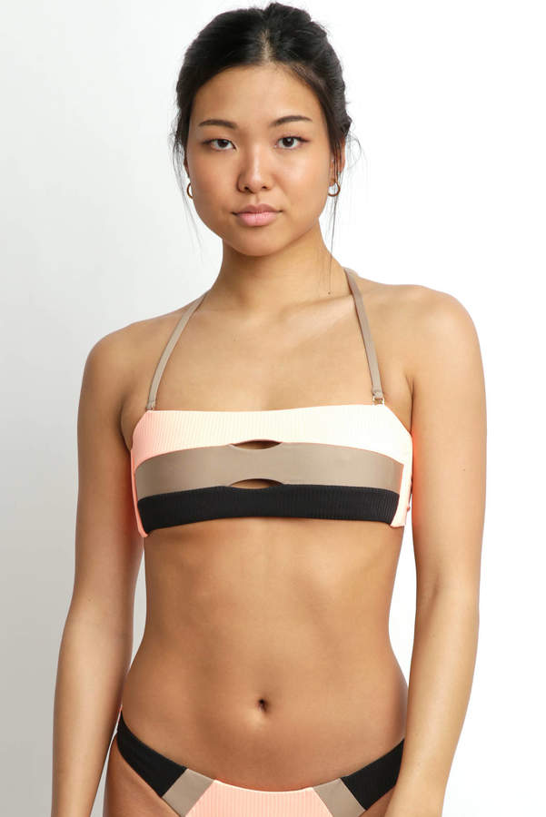 Sandstone Color block Bandeau Bikini Top