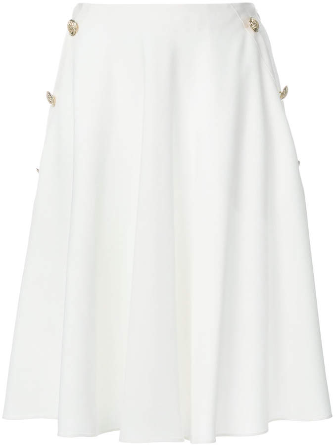 button detail A-line skirt