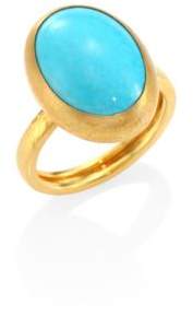 Amulet Hue Turquoise & 22-24K Yellow Gold Oval Ring