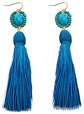 Turquoise Tassel Statement Earrings