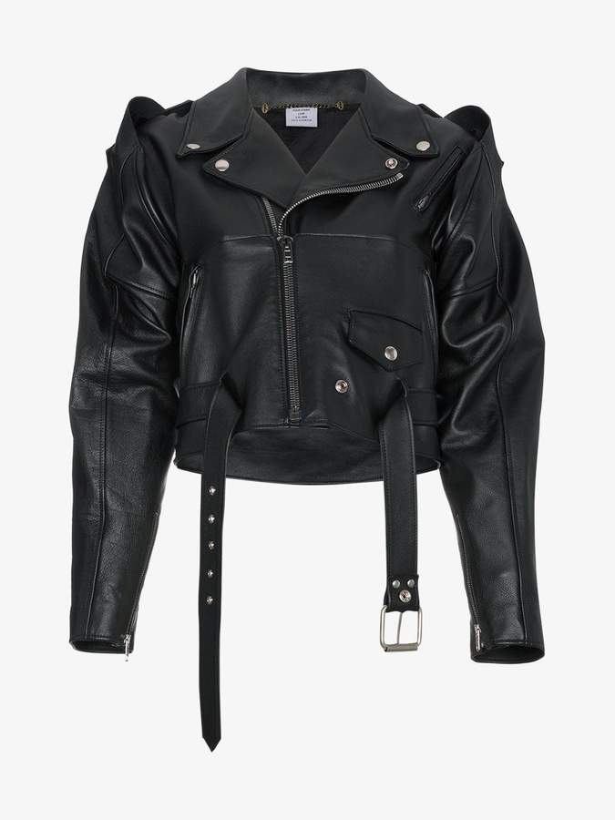 Detachable Sleeved Leather Biker Jacket