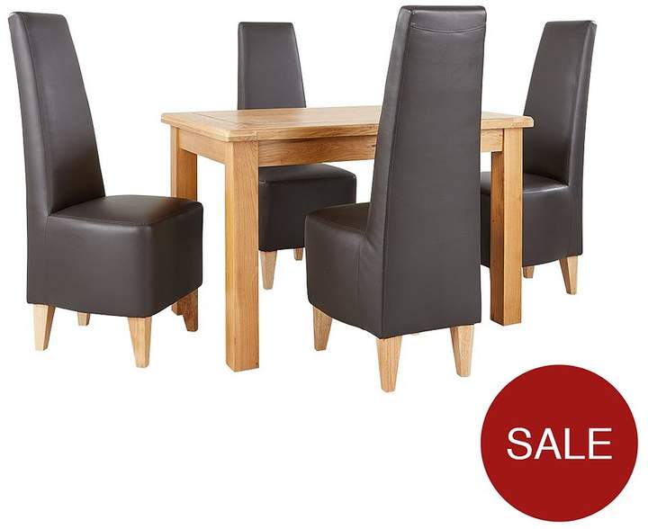 Oakland 120cm Solid Wood Dining Table + 4 Manhattan Chairs