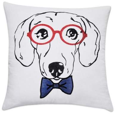 Loom & Mill Dachshund Square Throw Pillow in White
