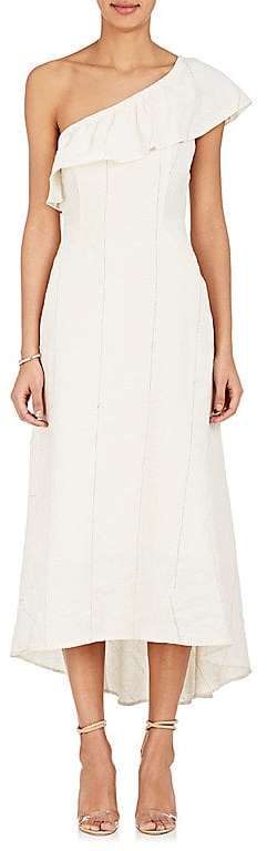 \ Evangeline Linen-Silk One-Shoulder Dress