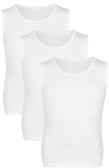 Boy Singlet Vest, Pack of 3, White