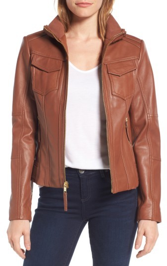 Front Zip Leather Jacket