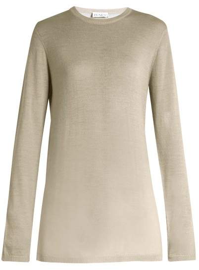 Long-line fine-knit cashmere sweater