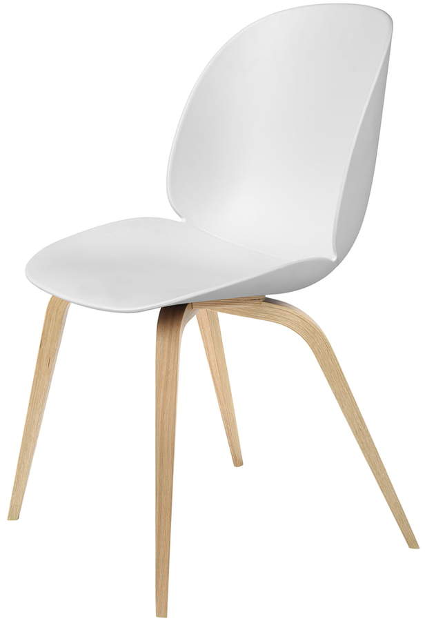 Gubi - Beetle Dining Chair, Wood Base, Eiche / Weiß