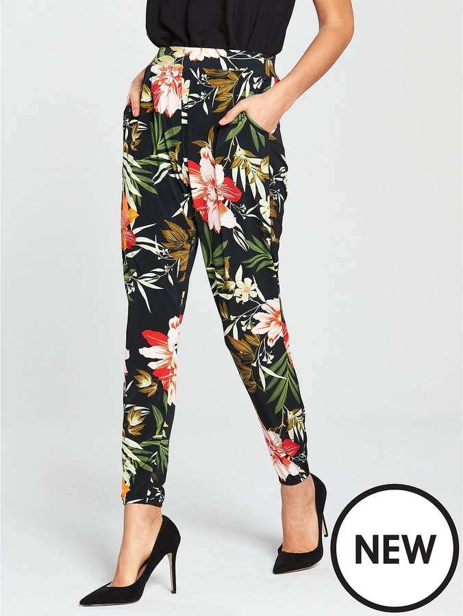 Cuff Jersey Tropical Print Trouser