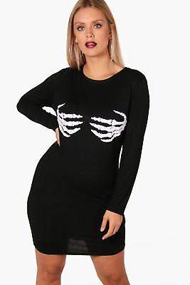 Plus Kady Halloween-Bodyconkleid mit Skeletthand