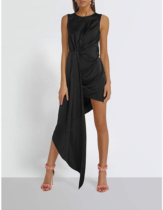 Asymmetric draped crepe mini dress