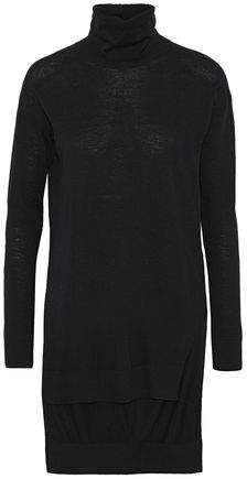 Asymmetric Stretch-Jersey Turtleneck Top