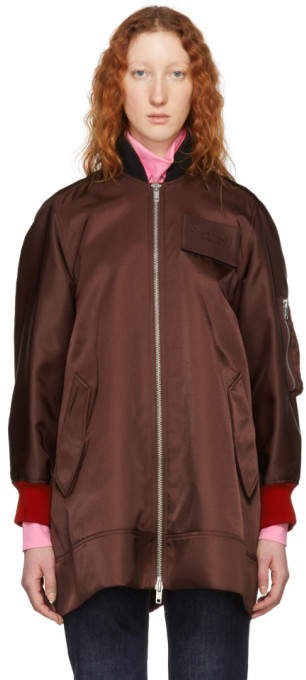 Burgundy Oversized Bomber Jacket