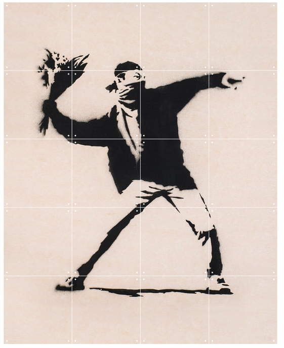 IXXI - Love is in the Air (Banksy), 80 x 100 cm