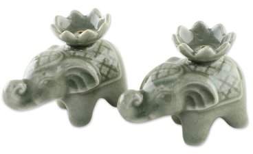 Wayfair Lotus Elephant Celadon Ceramic Tealight Holder
