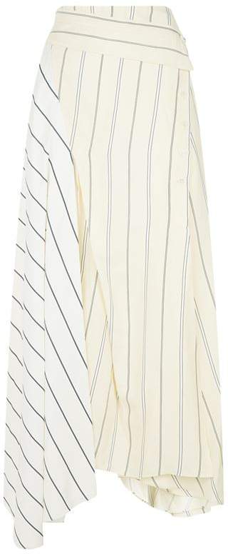Striped Panel Midi Skirt