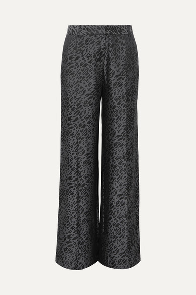 Arwen Silk-blend Jacquard Wide-leg Pants - Black