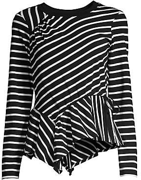 Black And White Stripe Long Sleeve Top - ShopStyle