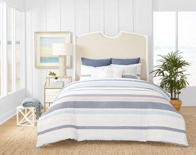 Coastal Living Ocean Stripe Reversible Full/Queen Comforter Set in Blue