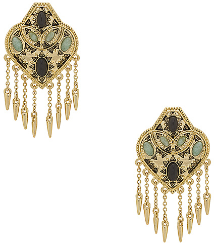 1960 Montezuma Statement Earrings in Metallic Gold.