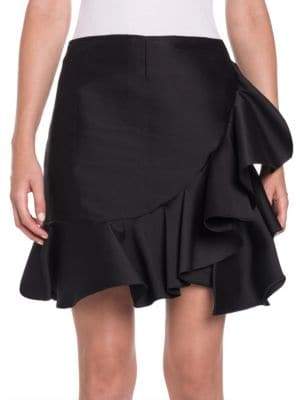 Satin Ruffle Mini Skirt