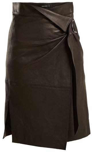 Breyson leather wrap skirt