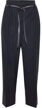 Pinstriped Wool-Blend Tapered Pants