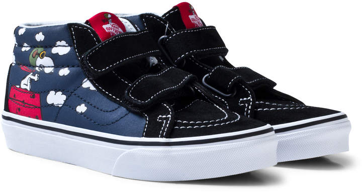Blue and Black SK8 Mid-Top Reissue Flying Ace Peanuts Trainers