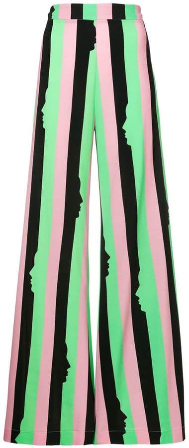 Vivetta striped silhouette printed flared trousers