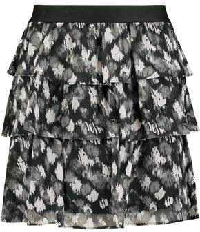Tiered Printed Silk-Chiffon Mini Skirt