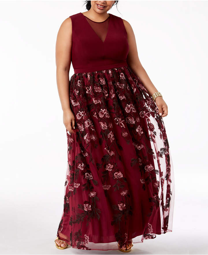 & Company Trendy Plus Size Embroidered Gown