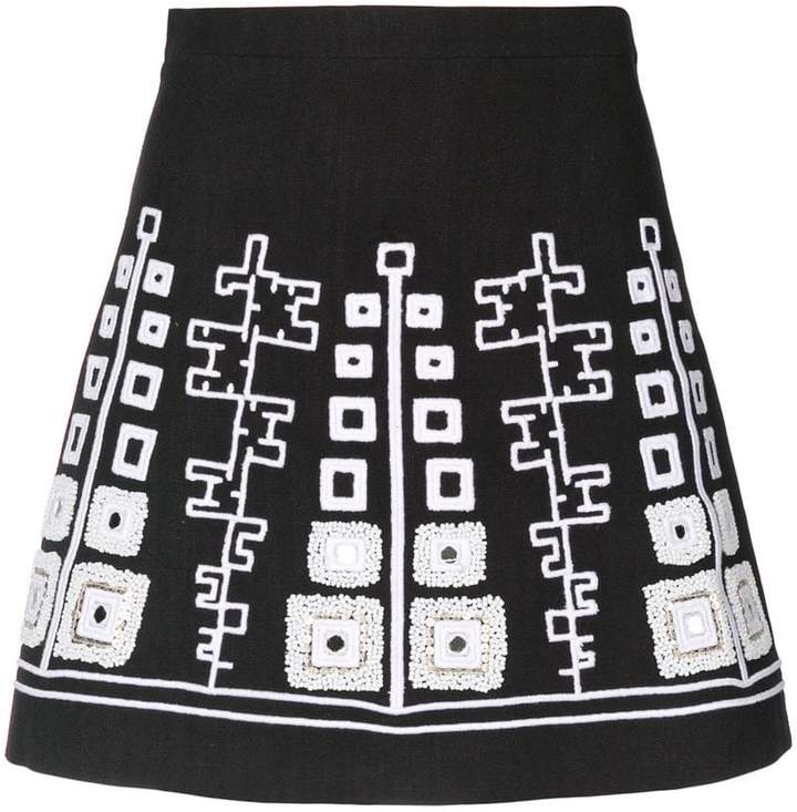 Wandering embroidered mini skirt