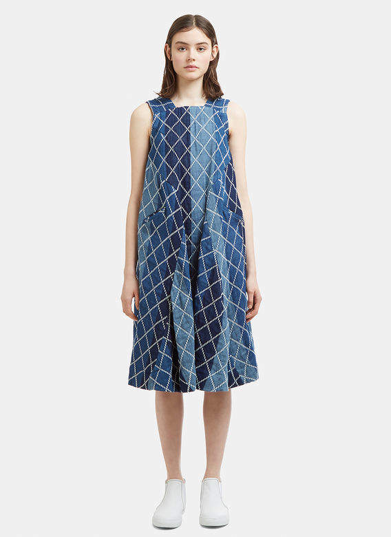 Eatable Of Many Orders Indican Stitch Dress in Blue