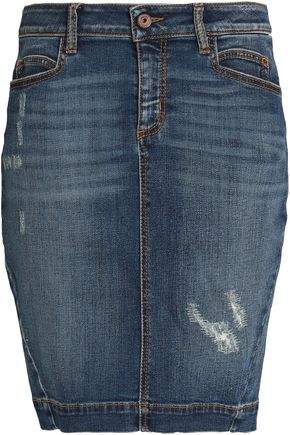 Distressed Denim Skirt