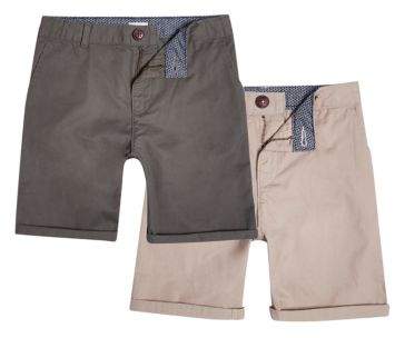Boys khaki and stone chino shorts multipack