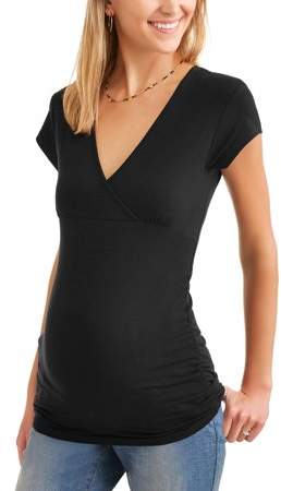 Oh! Mamma Maternity cap sleeves empire waist top-- Available In Plus Sizes