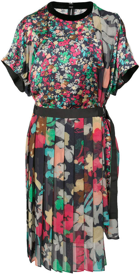 floral pleated midi dress