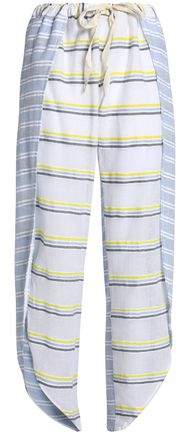 Paneled Striped Cotton-Blend Gauze Wide-Leg Pants
