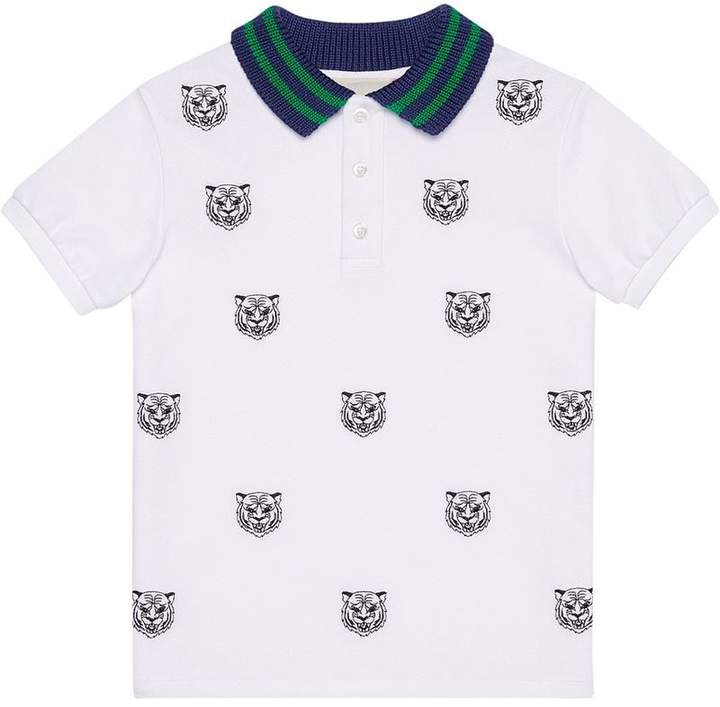 Gucci Kids Poloshirt mit Tiger-Stickerei