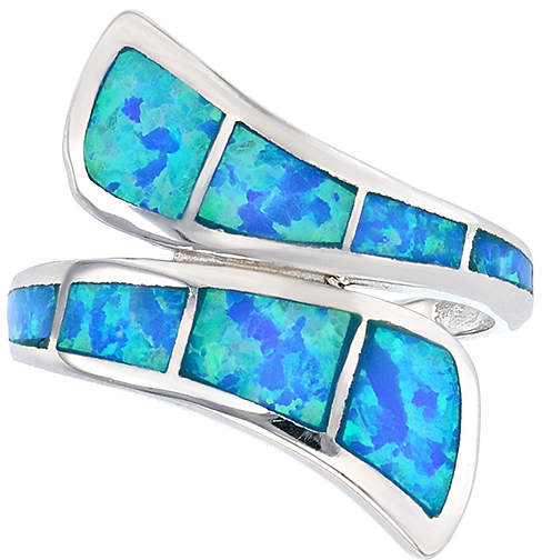 Blue Opal & Sterling Silver Overlap Ring
