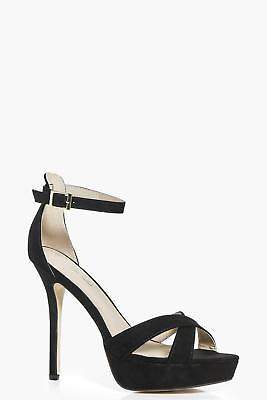 Damen Evelyn Plateau-Sandalen mit überkreuzter Front in Schwarz größe 41