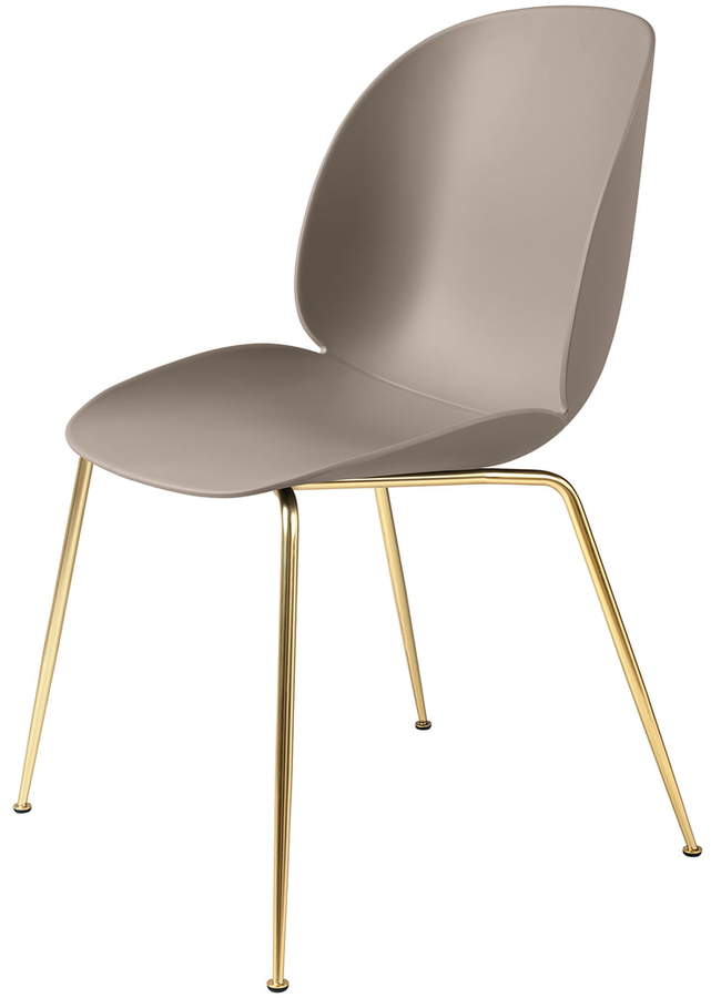 Gubi - Beetle Dining Chair, Conic Base Messing / new beige