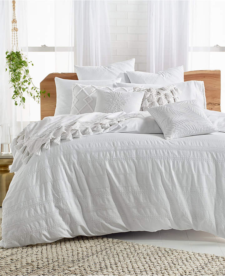 Stripe Embroidered 2-Pc. Twin Duvet Cover Set, Created for Macy's Bedding