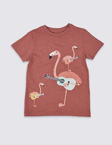 Pure Cotton Flamingo Top (3 Months - 7 Years)