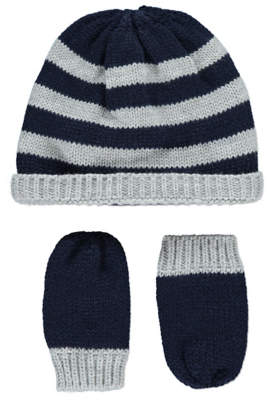 Knitted Hat and Mitten Set