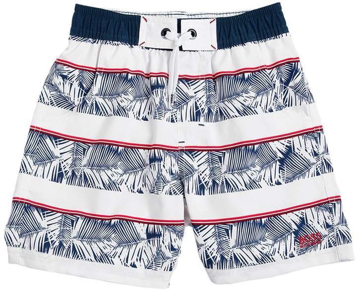 Striped Hawaiian Nylon Swim Shorts
